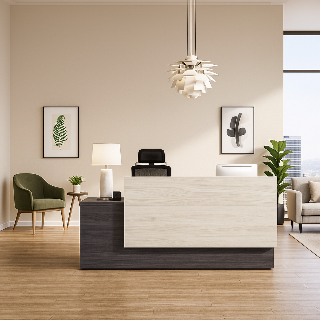Reception Counter – Natural Wood Top, Classic Design – RE33