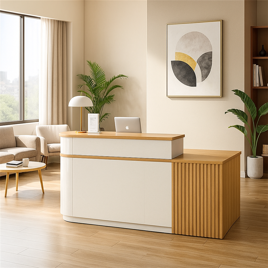 كونتر استقبال – سطح خشبي طبيعي، تصميم معماري – RE92