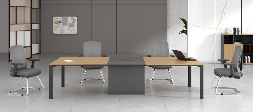 Wooden Meeting Table with Metal Legs