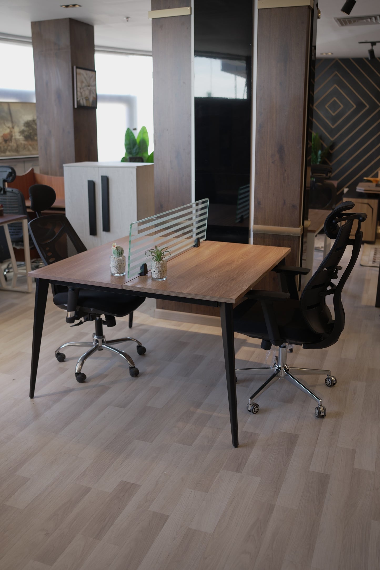 Workstation – 2-Person Open Plan, MDF & Metal Base – WR606