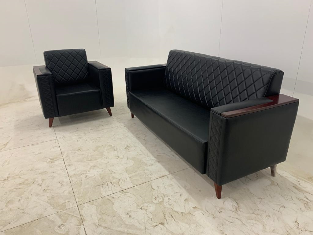 Lounge Sofa – Faux Leather & Solid Wood Frame – SF-110