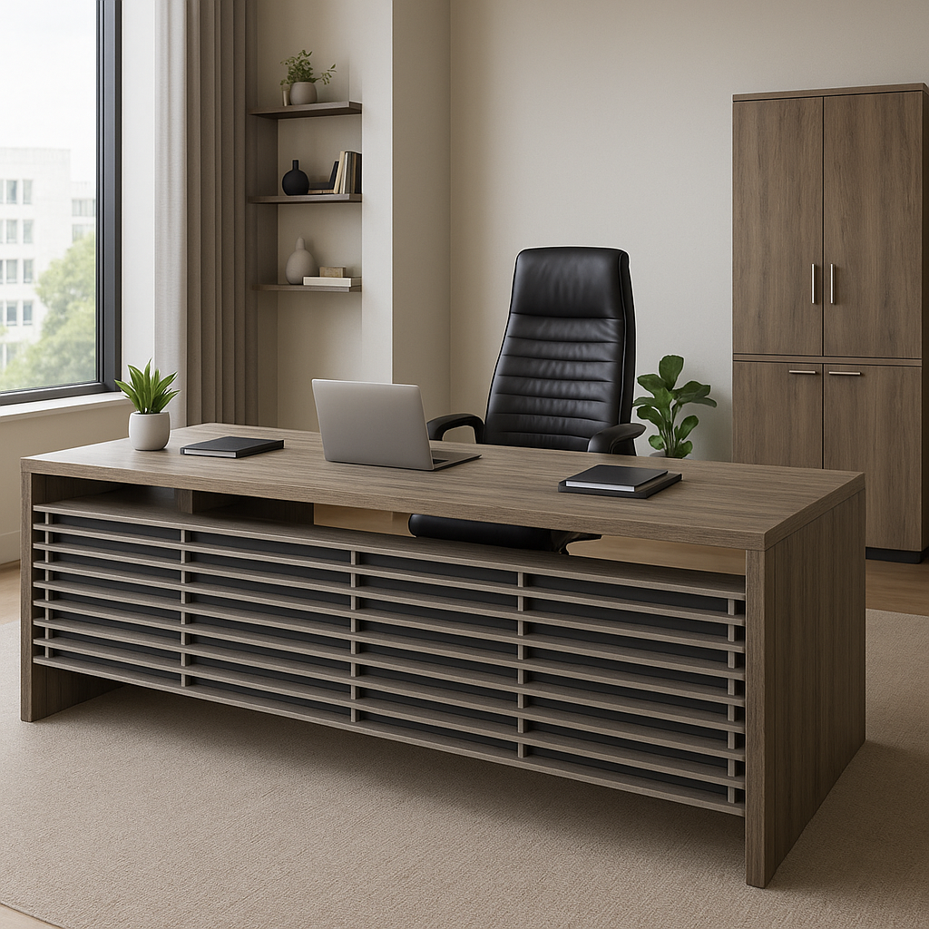Executive Wooden Desk – Slatted Panel Multi-Size – MD151