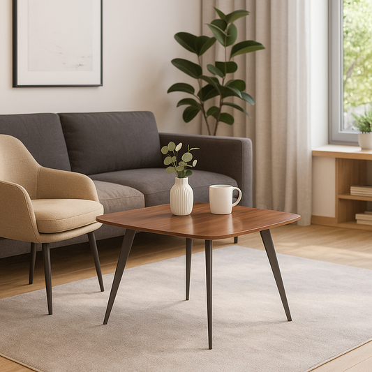 Tea Table – Round Wood Top with Tapered Legs – TE107