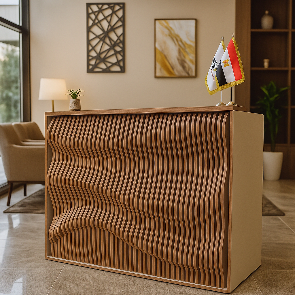 منضدة استقبال – سطح خشبي طبيعي، تصميم فاخر – RE201