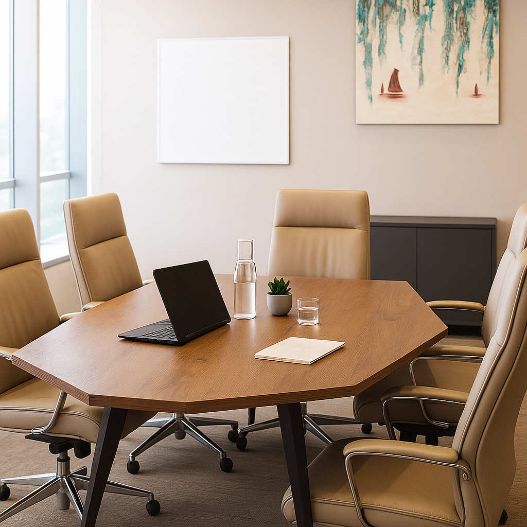 Wooden Meeting Table with Metal Legs