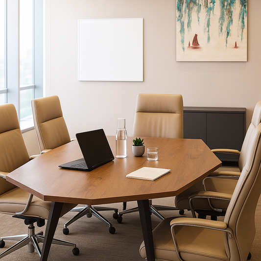 Wooden Meeting Table with Metal Legs