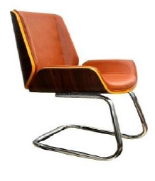 Visitor Chair – Tan Faux Leather, Wooden Frame, Chrome Cantilever Base – CH01V