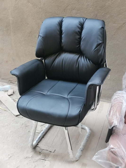 Visitor Chair – Classic Faux Leather with Chrome Frame – CH313V