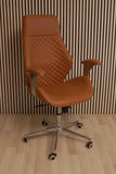 Executive Leather Office Chair – Gold Finish Chrome Armrests – CH402A-G