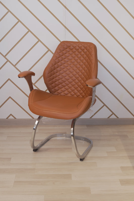 Visitor Chair – Gold Finish Faux Leather with Chrome Base – CH402V-G