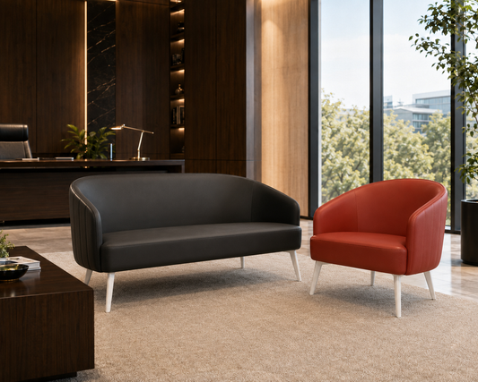 Lounge Sofa – Faux Leather, Pine Wood Frame & Legs – SF-143