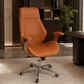 Executive Leather Office Chair – Gold Finish Chrome Armrests – CH402A-G