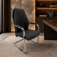 Visitor Chair – Black Faux Leather, Padded Armrests, Chrome Base – CH505V