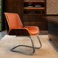 Visitor Chair – Tan Faux Leather, Wooden Frame, Chrome Cantilever Base – CH01V