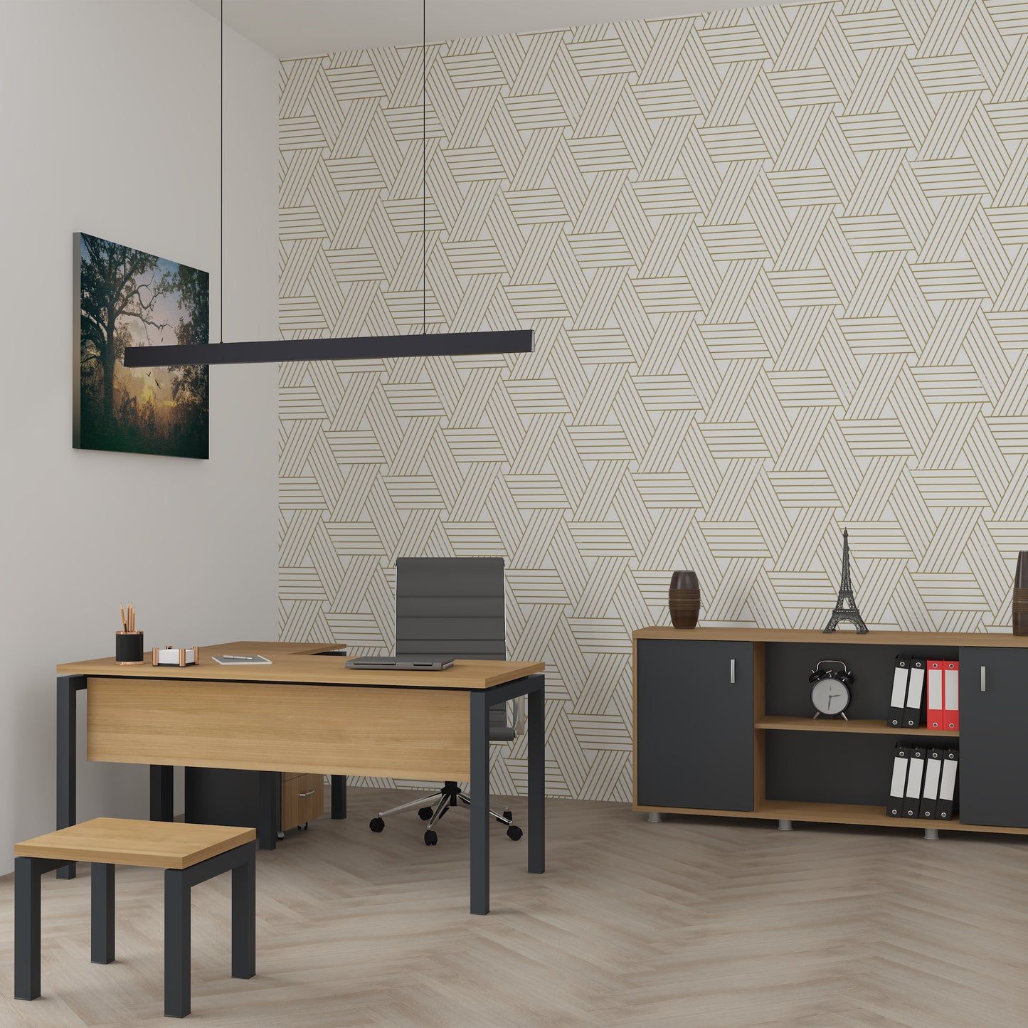Employee Desk – Metal Frame 5×5cm, Wood Modesty Panel, No Drawers – ED 24