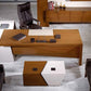 Executive Desk – Natural Wood Veneer & Crystal Panel – MD220