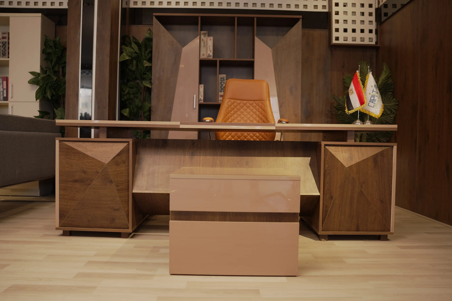 Executive Wooden Desk – L-Shaped with Side Storage – MD530