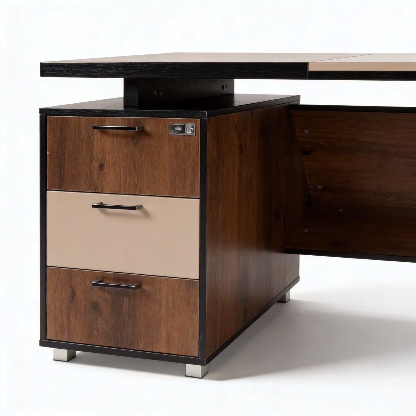 Executive Wooden Desk – L-Shaped with Side Storage – MD530