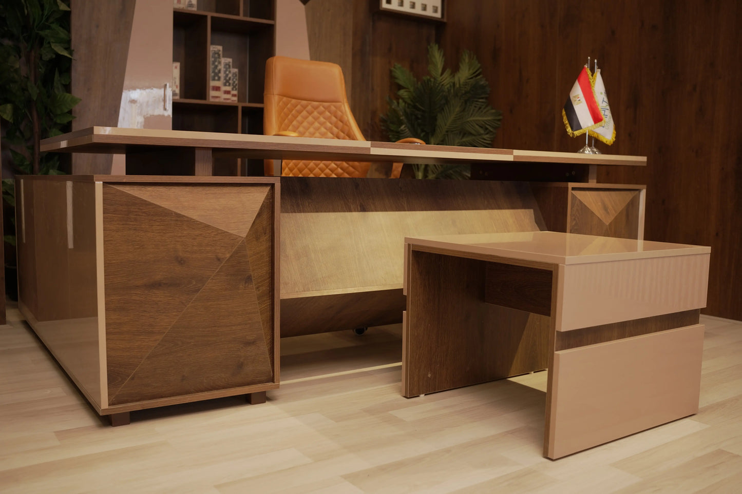 Executive Wooden Desk – L-Shaped with Side Storage – MD530