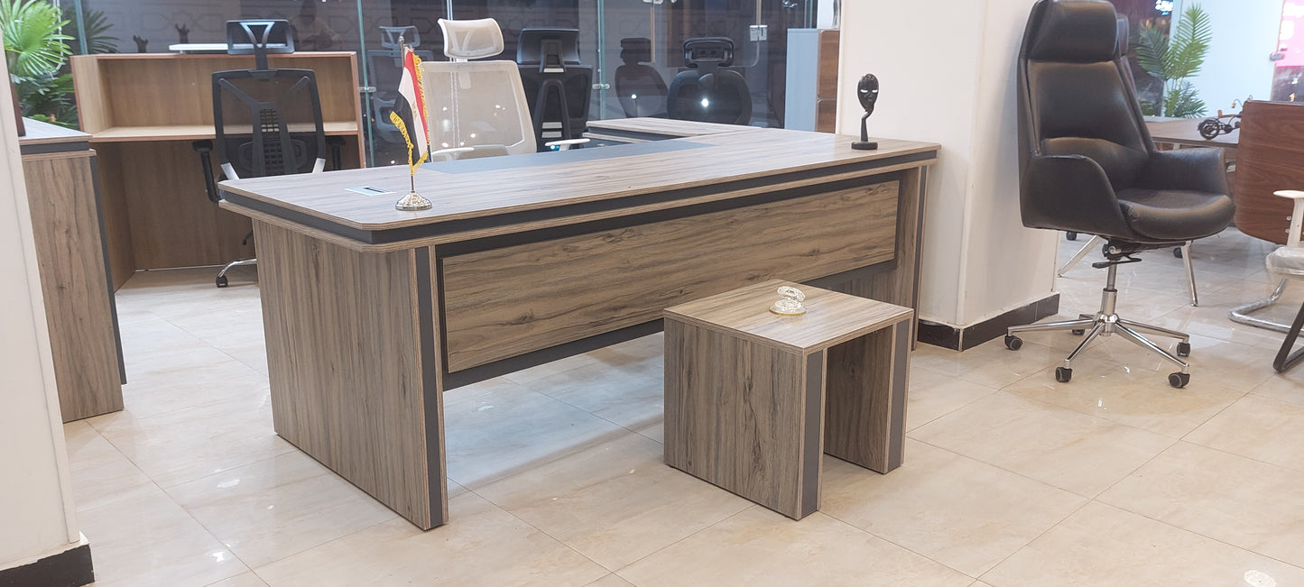 Executive Wooden Desk – Open Office with Bookshelf Unit – MD196