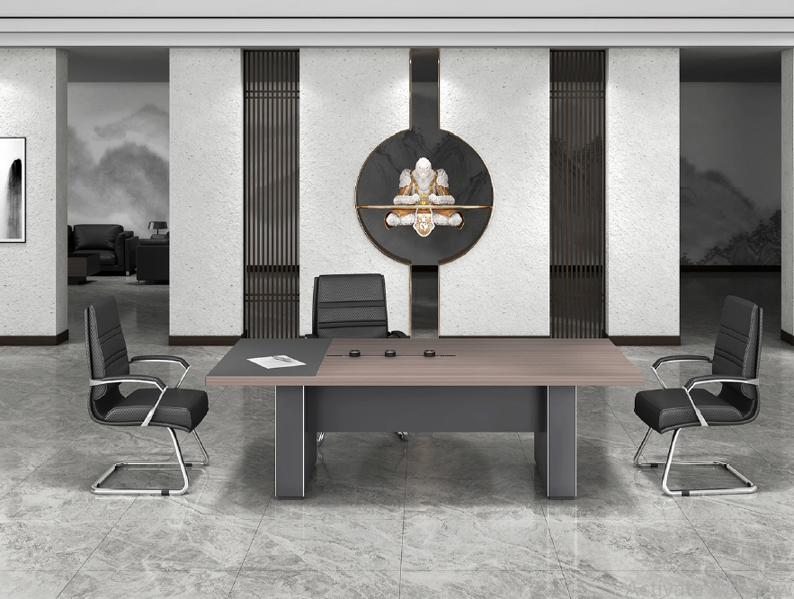 Meeting Table – MDF Veneer Top, Wooden Panel Base – MT866