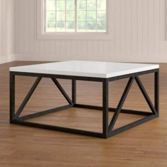 Tea Table – White MDF Top with Black Z-Frame 80cm – TE124