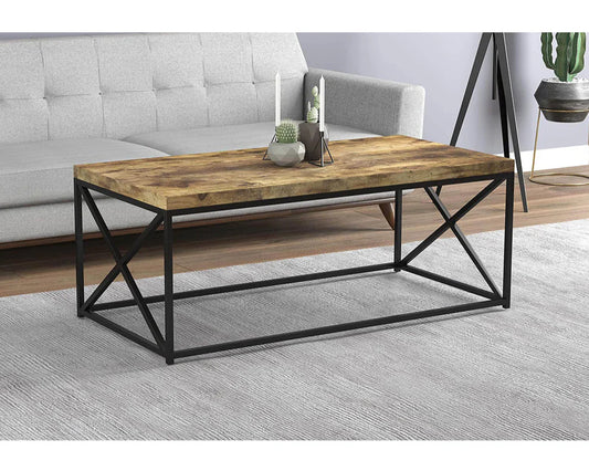 Tea Table – MDF Laminated Top with Black X-Frame Metal Legs 100×50cm – TE128