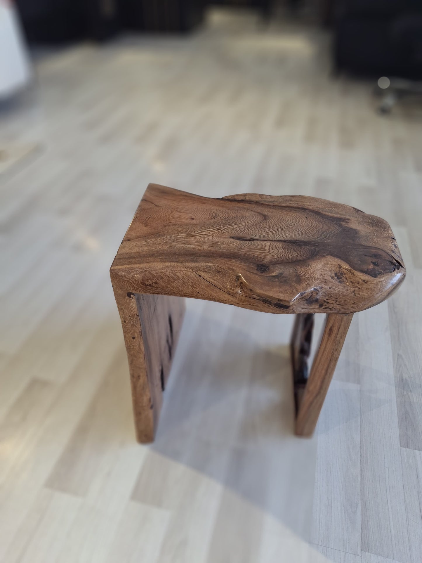 Tea Table – Solid Natural Wood Live-Edge Top with Wood Base 55×45cm – TE132