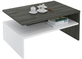 طاولة شاي – سطح MDF مع رف مفتوح وقاعدة بيضاء – TE135