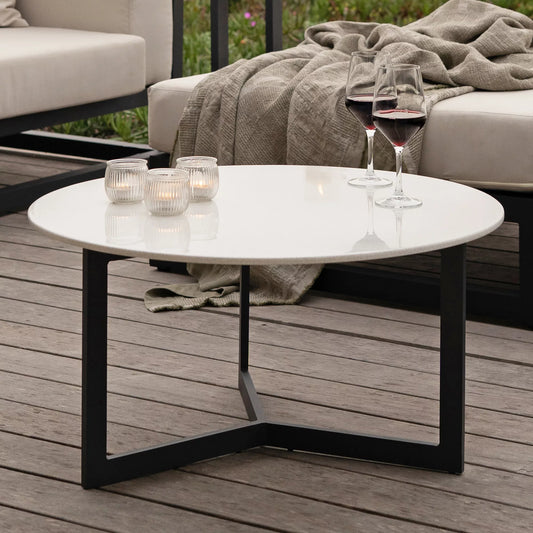Tea Table – Round MDF Top with Square Metal Frame Base Dia 80cm – TE149