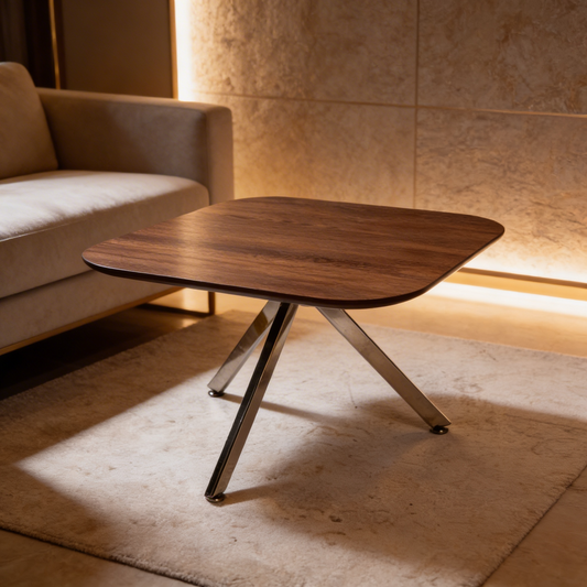 Tea Table – MDF Laminate Top with Stainless Steel Frame – TE90