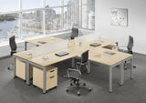 Workstation – 4-Person L-Shape, MDF & Metal Base – WR16L