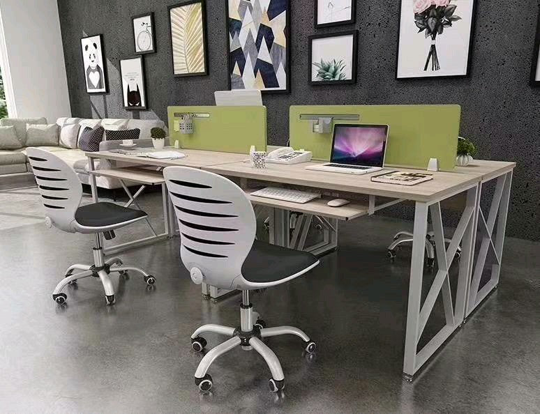 Workstation – 4-Person MDF Cluster with Planter Accent – WR22