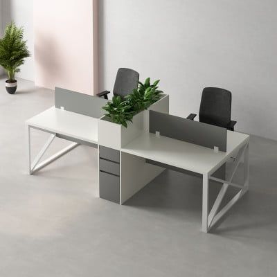 محطة عمل - مجموعة مكاتب رباعية من ألواح MDF مع حوض زرع - WR22