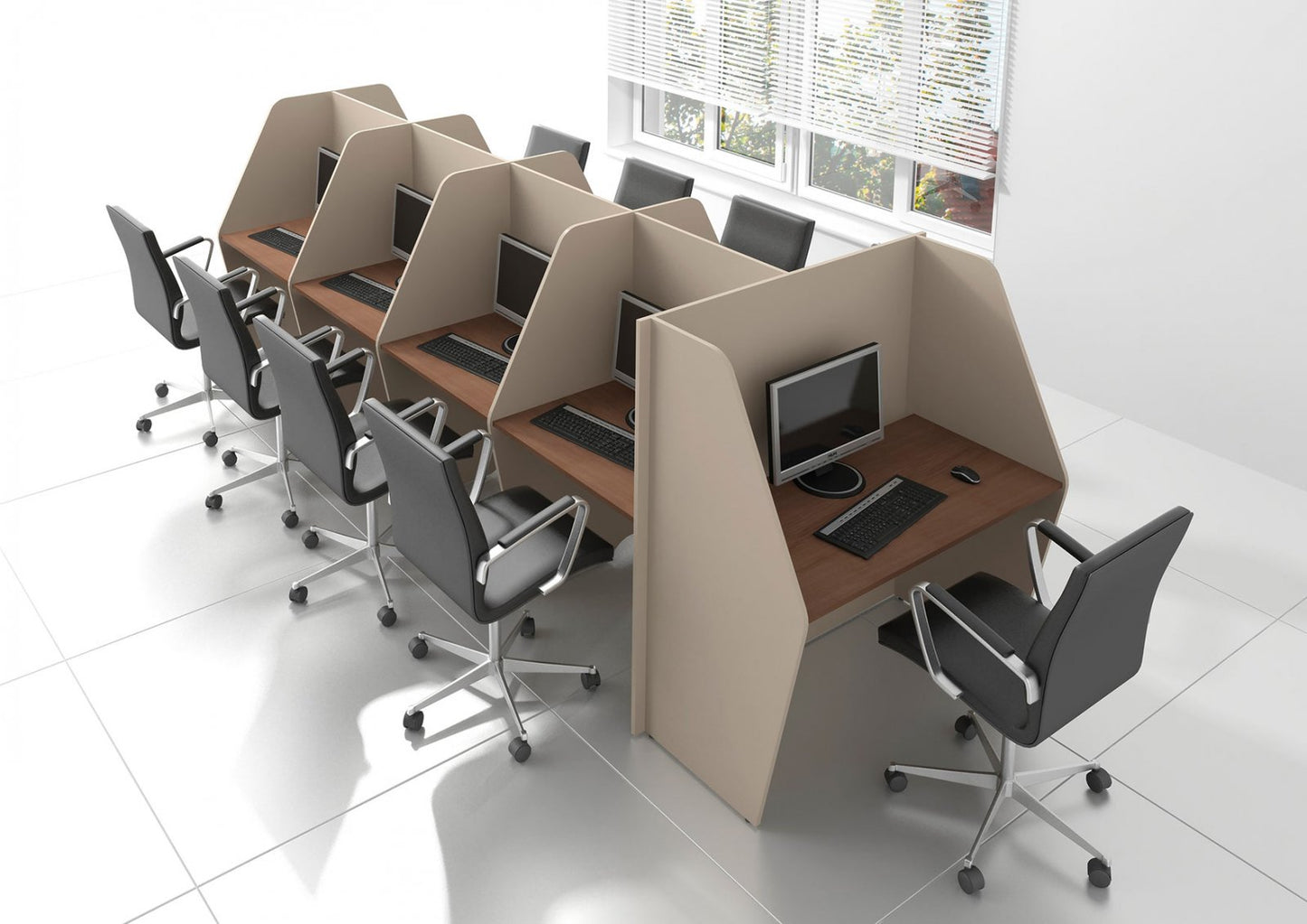 Call Center Workstation – 4-Person Cluster, MDF – WR266