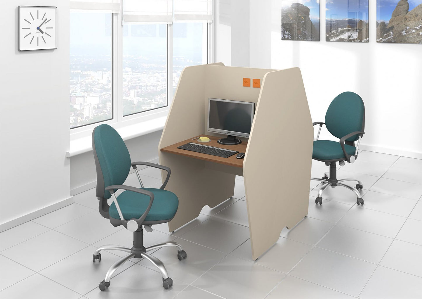 Call Center Workstation – 4-Person Cluster, MDF – WR266