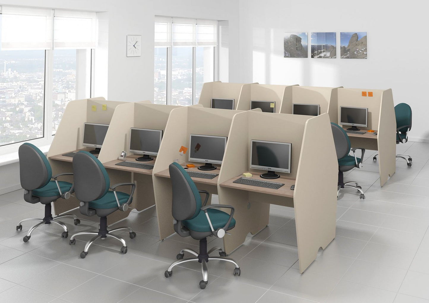 Call Center Workstation – 4-Person Cluster, MDF – WR266
