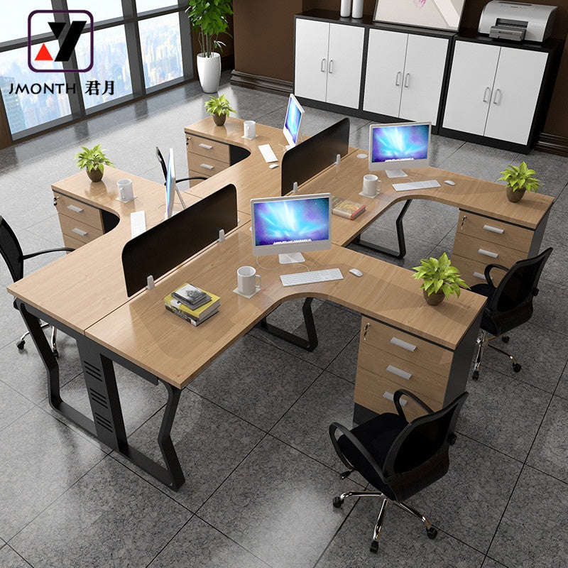 Workstation – 8-Person L-Shape, MDF & Metal Base – WR29L