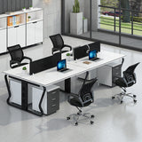 Workstation – مجموعة مكاتب سداسية، سطح MDF وقاعدة معدنية – WR29