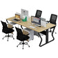 Workstation – مجموعة مكاتب سداسية، سطح MDF وقاعدة معدنية – WR29