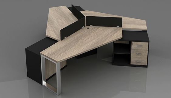 Workstation – 3-Person L-Shape, MDF & Metal Base – WR333