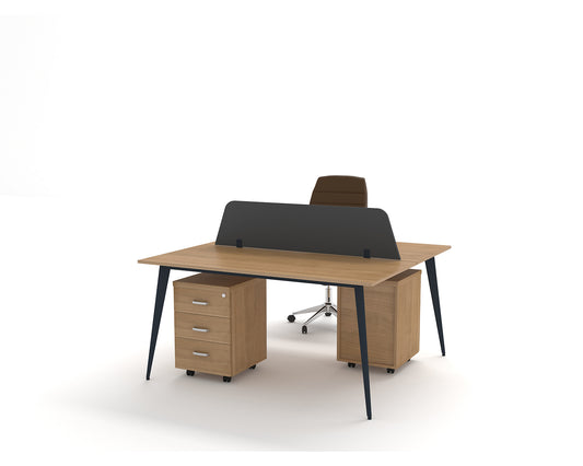 محطة عمل – تصميم مفتوح لشخصين، MDF وقاعدة معدنية – WR606