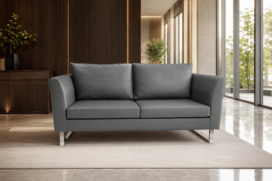 Lounge Sofa – Faux Leather, Wood Frame, Block Legs – SF-140