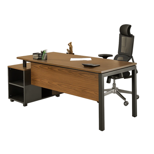 Executive Desk – L-Shaped with Side Storage Metal Legs – MD124