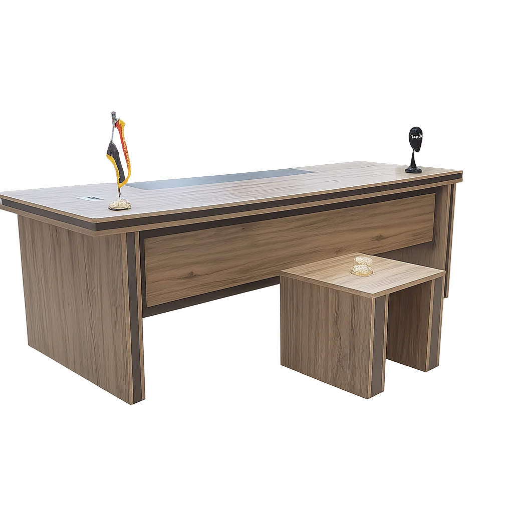 Executive Wooden Desk – Open Office with Bookshelf Unit – MD196