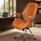 Mid-Back Executive Leather Chair – Gold Finish Chrome Armrests – CH402B-G