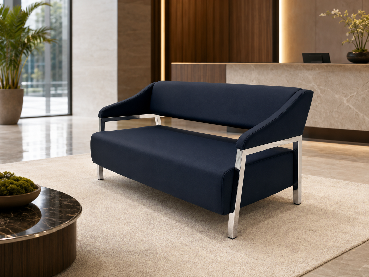 Lounge Sofa – Faux Leather, Pine Wood Frame & Legs – SF-199
