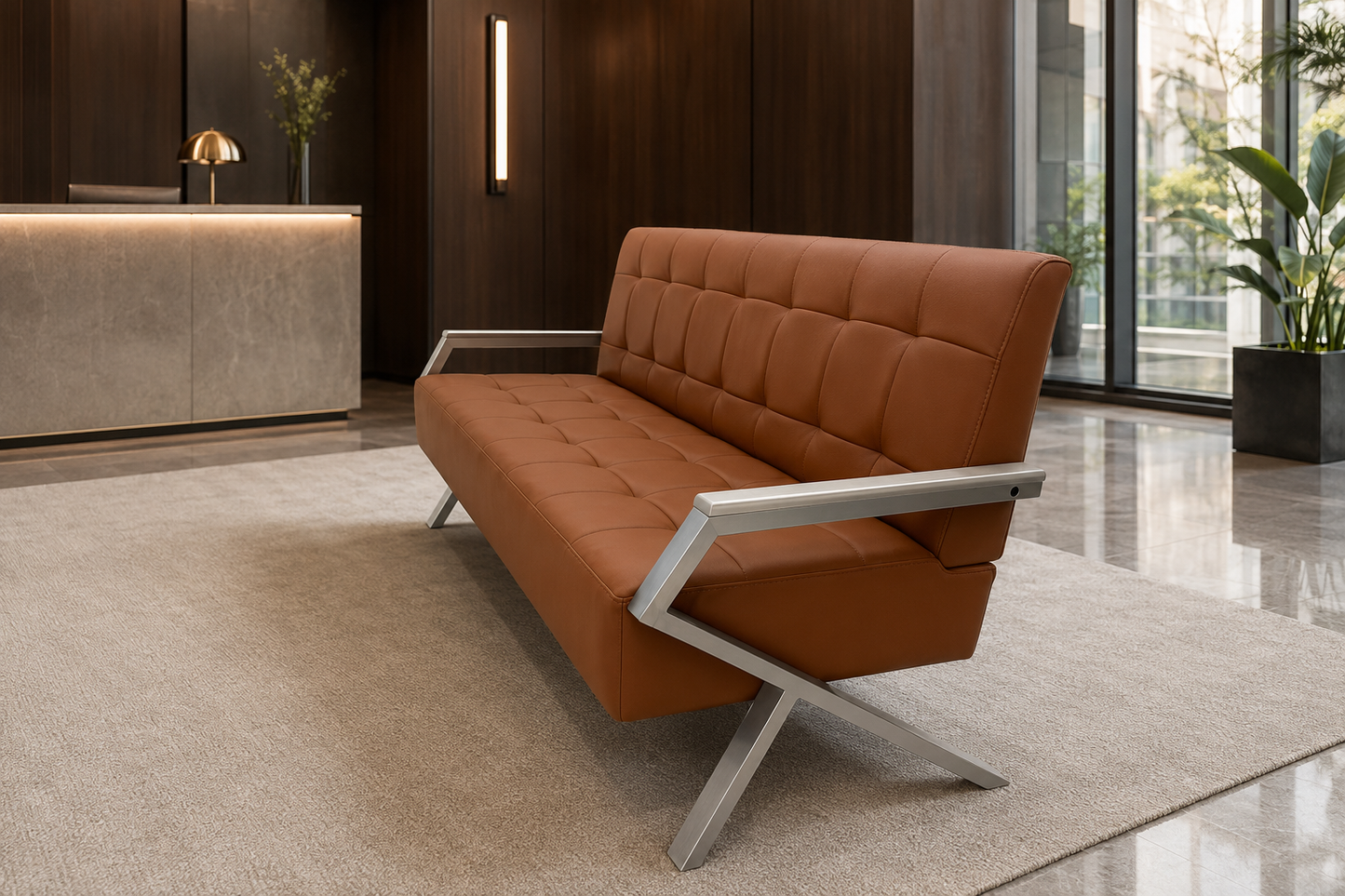 Lounge Sofa – Faux Leather, Pine Wood Frame & Legs – SF-305